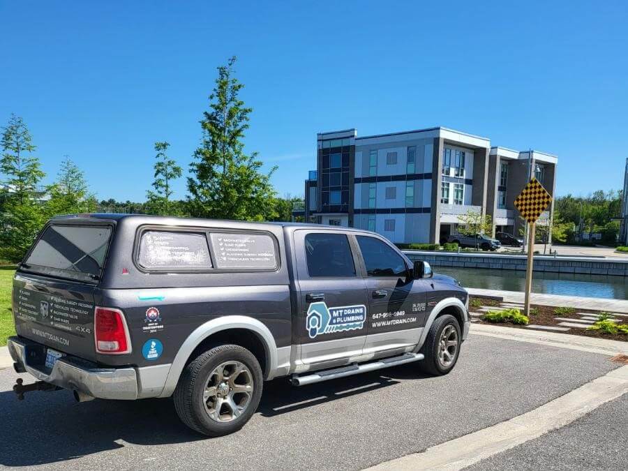 MT Catch Basin truck at Friday Harbour doing catch basin inspection