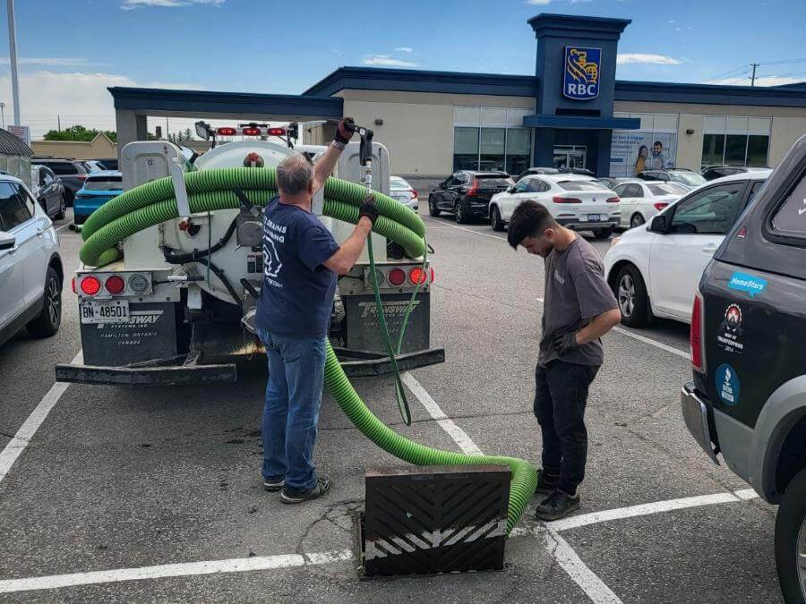 Parking lot catch basin cleaning for a commercial property
